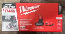 Genuine Milwaukee 48-59-2450B M12 Lithium Ion High Output Starter Kit