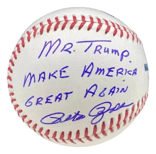 Pete Rose signed MLB baseball JSA certified "Mr Trump Make America Great Again"