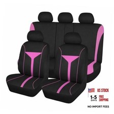 HZEL Car Seat Cover Full Set, Soft Breathable Vehicle Front and Rear Split Pink