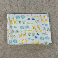 Carter's Animals Baby Receiving Blanket Flannel Frog Turtle Giraffe Yellow Blue