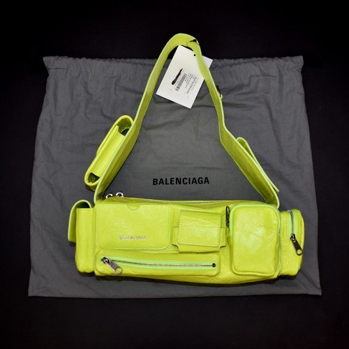 $1,990 Balenciaga Superbusy XS Sling Bag Fluo Yellow Neon Super Busy AUTHENTIC