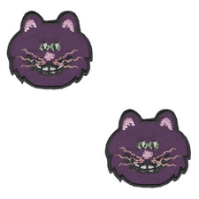 Pair Purple Black Cat Patches 1.5" Halloween Embroidered Iron On Sew On