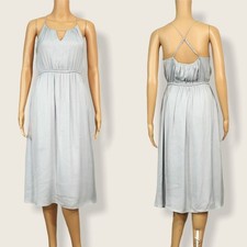 Alice + UO Urban Outfitters Bibi Midi Dress SMALL Silver Metallic Strappy Back