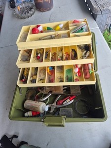  Box INCLUDES HUGE LOT VTG LURES JIGS Some R New Some Have Been Used