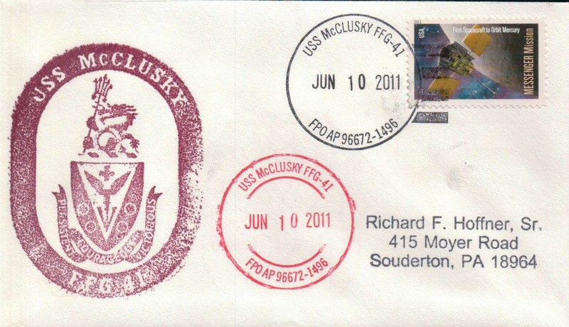 USS McClusky FFG 41 two ship postmarks Portland Rose Festival 2011