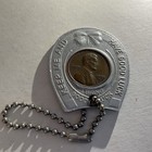 Vintage aluminum keychain enclosing 1973 Lincoln penny~cent~good luck~horseshoe — photo 2