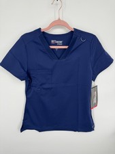NWT By Barco Scrub Stretch Grey's Anatomy Women's Small Indigo V-Neck Summer
