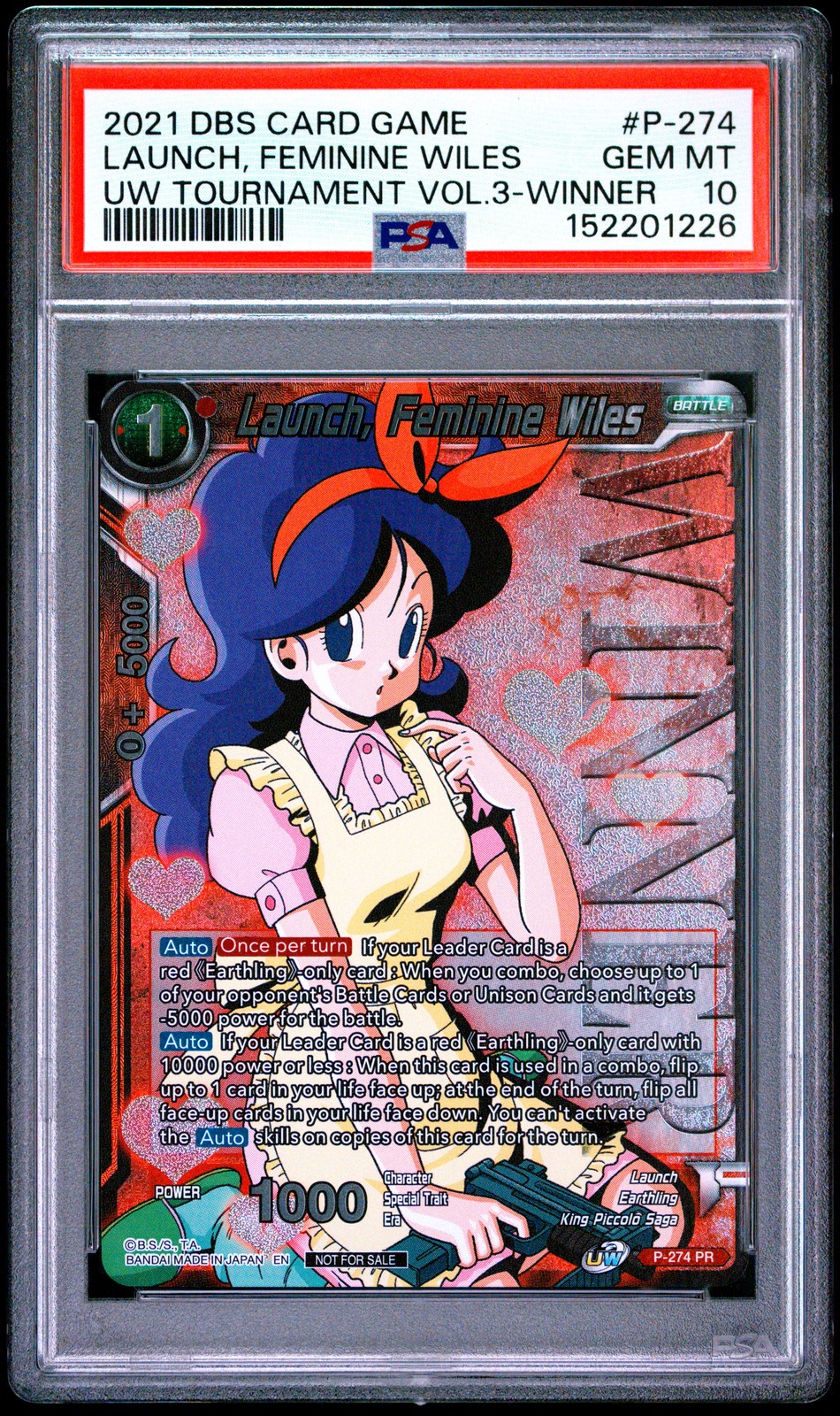 2021 DRAGON BALL SUPER CARD GAME UNISON WARRIOR LAUNCH FEMININE WILES PSA 10