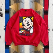 Vintage 90s Disney Mickey Mouse Crewneck Sweatshirt Size Large Made In USA Red