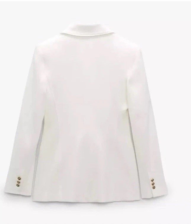 ZARA TAILORED DOUBLE-BREASTED BLAZER OYSTER WHITE SS24 SIZES M REF. 7792/293 image 9