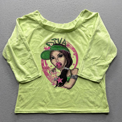 Erica Brooke Diva Graphic Top Women's Plus Size 22  Lime Green 3/4 Sleeve
