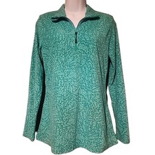 Eddie Bauer Pull Over Fleece Women's Medium Ivy 1/4 Zip Long Sleeve Aqua Green