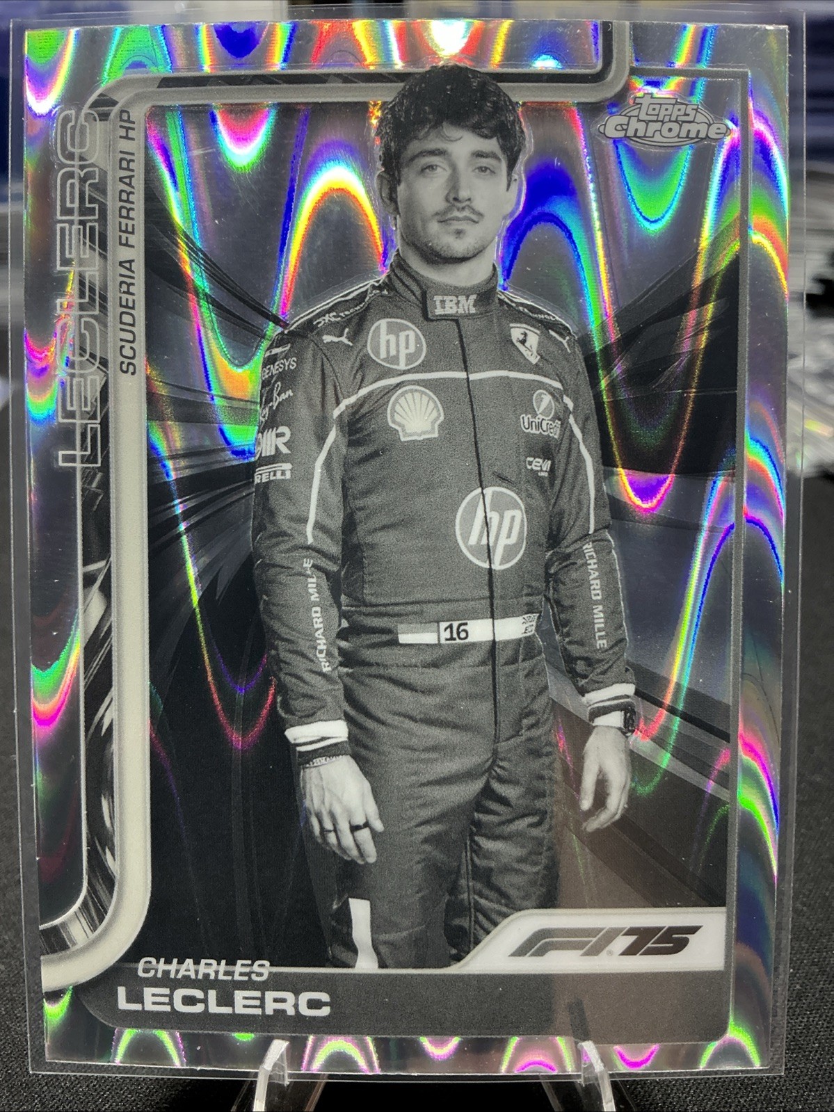 2025 Topps Chrome F1 Charles Leclerc #3 Portrait Black & White Raywave