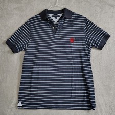 VTG Tommy Hilfiger Polo Shirt Mens Medium Blue Short Sleeve Embroidered Logo