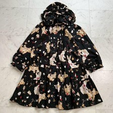 Vestido túnica con capucha PINK HOUSE oso de peluche conejo negro algodón usado en Japón