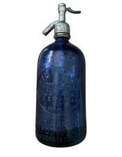 RARE Antique Violet Embossed Glass Seltzer Bottle Argentina Soda Siphon