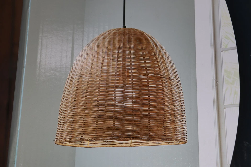 Highler 1-Light Island Pendant with Natural Rattan Shade Matte Black HD5887A3 - Image 2 of 4