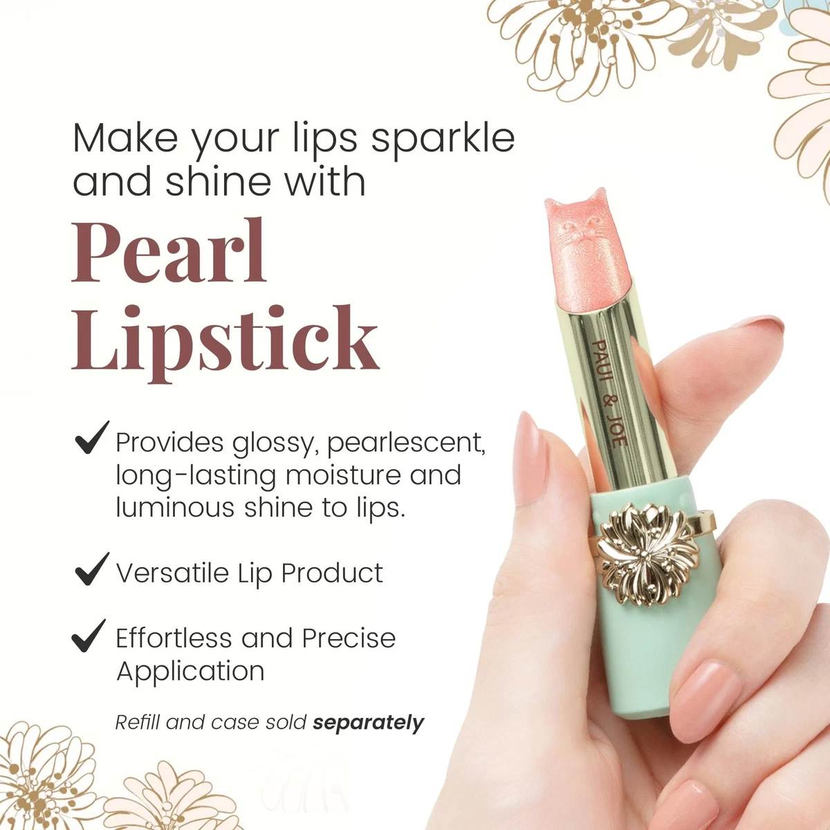 Paul & Joe Pearl Lipstick Refill 402, Light Pink, Glossy Finish Champagne