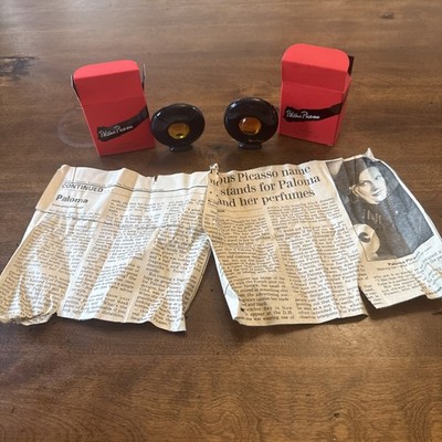 PALOMA PICASSO Parfum Mini Travel  .14 fl oz LOT OF 2 & 1985 Newspaper Article!