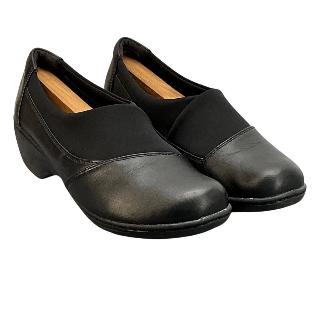 Mocassino donna Clarks Collection nero slip on comodo zeppa zoccoli 11