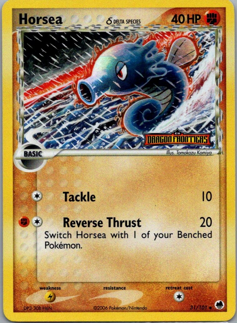 Horsea 31/101 Uncommon Dragon Frontiers Pokemon Reverse Holo Lightly Played