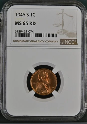1946 S Lincoln Cent Graded NGC MS-65 w/ Brown Label