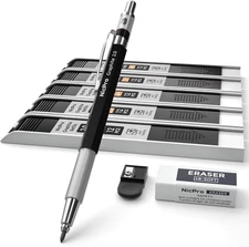 Nicpro 2.0 Mm Mechanical Pencil Set, Artist Metal Lead Holder Metal Marker Carpe