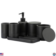 Black Matte Bathroom Accessories Set 6 Pieces - Organizer, Elegant D cor