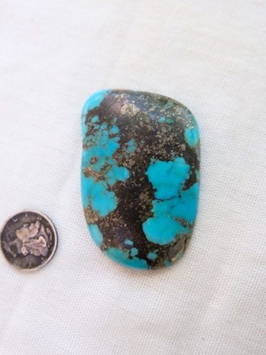 Natural Kingman Turquoise Cabochon 19.8g High Grade Pyrite Matrix Polished