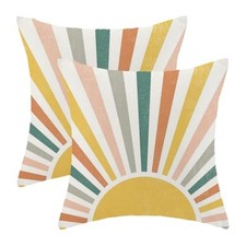 Summer Pillow Covers 18 x 18 Inch Set of 2 18" x 18" Pack of 2 Rainbow Sun-4
