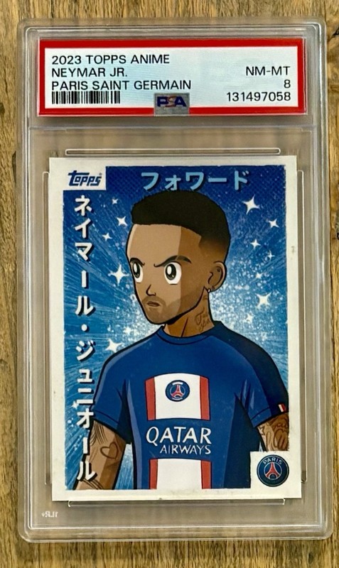 GREAT CARD — 2023 TOPPS ANIME PARIS SAINT GERMAIN NEYMAR JR. PSA 8 - Brazil