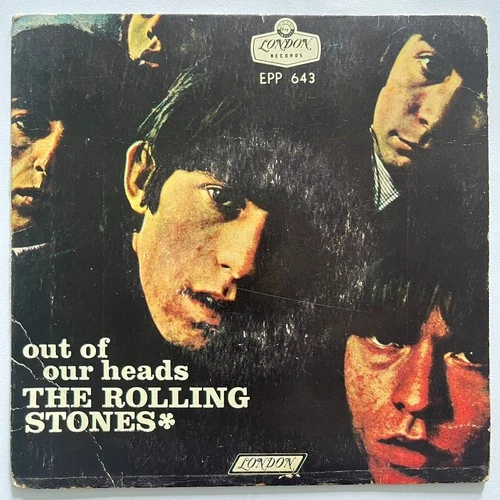 THE ROLLING STONES - OUT OUR HEADS - 1965 MEXICAN 7" EP PS GLUE MARK STAINED