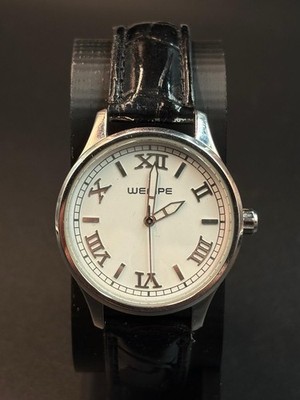 Wempe Armbanduhr Herren Klassik Römisch Leder Schwarz Edelstahl ''Compliments''