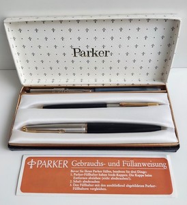 Set Stylo Et Crayon Parker Vintage - Acier Inoxydable Chromé - Boîte Cassée - Occasion