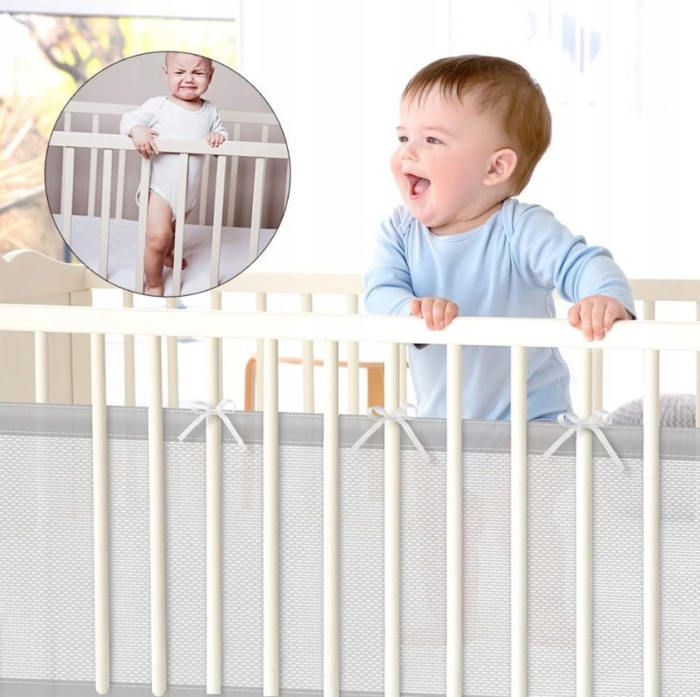 2x Bordo Lettino Neonato con Rete Traspirante Protezione per Neonati e Bambini foto 3