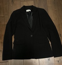 CALVIN KLEIN Women's Black Single Button Blazer Jacket Size 4 Career Work