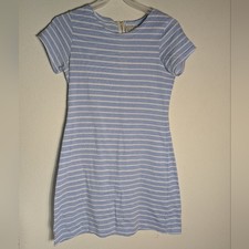 Sail to Sable Women's Dress Nautical Blue White Striped Classic Cruise Medium