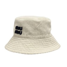 miumiu - Cream Navy Cotton Hat