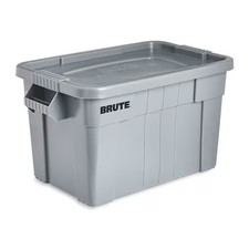 Rubbermaid Commercial Fg9s3100gray Stack & Nest Storage Tote W/ Lid, 20 Gal,