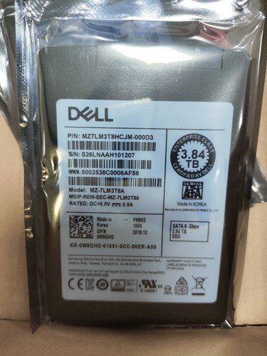 SAMSUNG Dell PM863 3.84TB SSD SATA 6GB/s MZ7LM3T8HCJM-000D3 OW9GHD 99% Healthy