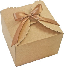 Brown Box for Presents, 10 Pack Small Empty Kraft Paper Gift Boxes with Ribbon f