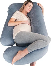 57 Inch Cute Pregnancy Pillow,Soft U-Shape Maternity Pillow with Removable Cover