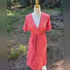 Urban Outfitters Womens Gabrielle Woven Dobby Midi Wrap Dress Size Medium