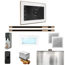 Mr Steam XDream Max Steam Pkg w/iSteamX Ctrl-Linear Steamhead-Wht Pol Gold