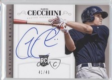 2014 National Treasures Rookie Signatures Purple 41/49 Garin Cecchini Auto 1p5