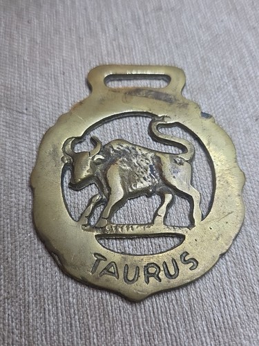 Brass Horse Medallion Vintage English Taurus Bull Zodiac Show Parade Harness