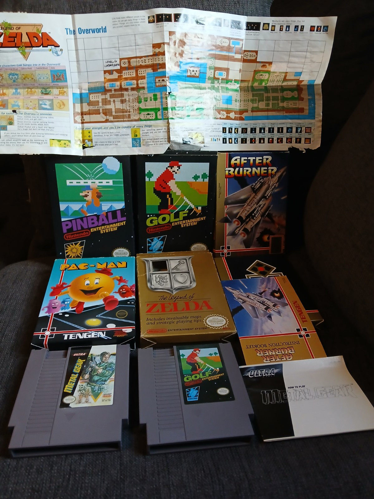 Legend of Zelda & Metal Gear NES Bundle with After Burner Manual