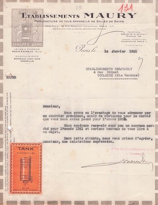 75 PARIS Sanitär MAURY 1931 Bad BAYARD