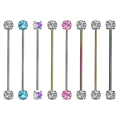 Industrial Piercing Ohr Knorpel Langhantel Barbell Scaffold Zirkonia Kristallen