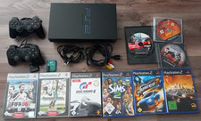 Sony PlayStation 2 PS2 Fat Konsole Schwarz + 2 Controller 8 Spiele Memory Card
